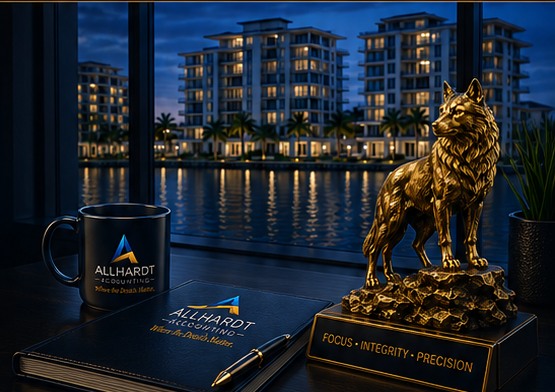Upscale condominium community and accounting office details